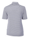 Carolina Panthers Americana Cutter & Buck Virtue Eco Pique Stripe Recycled Womens Top Navy Blue Mannequin Back Thumbnail Image