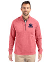 Green Bay Packers Americana Cutter & Buck Adapt Eco Knit Heather Mens Quarter Zip Pullover Cardinal Red Heather Front Thumbnail Image