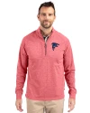 Atlanta Falcons Americana Cutter & Buck Adapt Eco Knit Heather Mens Quarter Zip Pullover Cardinal Red Heather Front Thumbnail Image