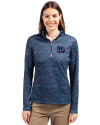 Cincinnati Bengals Americana Cutter & Buck Traverse Stretch Eco Camo Print Quarter Zip Womens Pullover Navy Blue Front Thumbnail Image