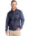 Jacksonville Jaguars Americana Cutter & Buck Stealth Hybrid Quilted Mens Full Zip Windbreaker Jacket Liberty Navy Front Thumbnail Image