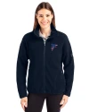 Atlanta Falcons Americana Cutter & Buck Cascade Eco Fleece Womens Full Zip Jacket Navy Blue Front Thumbnail Image
