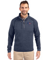 Denver Broncos Americana Cutter & Buck Mainsail Sweater-Knit Mens Big and Tall Half Zip Pullover Jacket Liberty Navy Heather Front Thumbnail Image