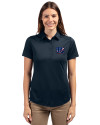 Cincinnati Bengals Americana Cutter & Buck Prospect Eco Textured Stretch Recycled Womens Short Sleeve Polo Navy Blue Front Thumbnail Image