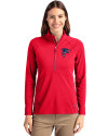 Atlanta Falcons Americana Cutter & Buck Adapt Eco Knit Stretch Recycled Womens Half Zip Pullover Red Front Thumbnail Image