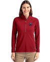Green Bay Packers Americana Cutter & Buck Adapt Recycled Soft Knit Stretch Womens Half Zip Pullover Cardinal Red Front Thumbnail Image