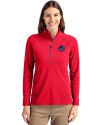Miami Dolphins Americana Cutter & Buck Adapt Eco Knit Stretch Recycled Womens Half Zip Pullover Red Front Thumbnail Image