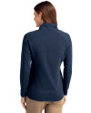 Cincinnati Bengals Americana Cutter & Buck Adapt Eco Knit Stretch Recycled Womens Half Zip Pullover Navy Blue Back Thumbnail Image