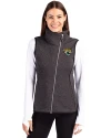 Jacksonville Jaguars Cutter & Buck Mainsail Sweater Knit Womens Asymmetrical Vest Charcoal Heather Front Thumbnail Image
