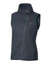 Carolina Panthers Americana Cutter & Buck Mainsail Sweater Knit Womens Asymmetrical Vest Liberty Navy Heather Mannequin Thumbnail Image