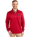 Denver Broncos Americana Cutter & Buck Traverse Stretch Eco Quarter Zip Mens Pullover Red Front Thumbnail Image