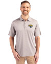 Jacksonville Jaguars Cutter & Buck Forge Pencil Stripe Stretch Mens Polo Polished Medium Gray Front Thumbnail Image