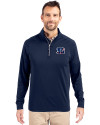 Cincinnati Bengals Americana Cutter & Buck Adapt Eco Knit Stretch Recycled Mens Quarter Zip Pullover Navy Blue Front Thumbnail Image