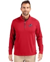 Detroit Lions Americana Cutter & Buck Adapt Eco Knit Stretch Recycled Mens Quarter Zip Pullover Red Front Thumbnail Image