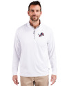Detroit Lions Americana Cutter & Buck Adapt Eco Knit Stretch Recycled Mens Quarter Zip Pullover White Front Thumbnail Image