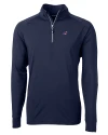 Carolina Panthers Americana Cutter & Buck Adapt Eco Knit Stretch Recycled Mens Quarter Zip Pullover Navy Blue Mannequin Thumbnail Image