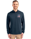 New York Yankees Stars & Stripes Cutter & Buck Virtue Eco Pique Recycled Quarter Zip Mens Pullover Navy Blue Front Thumbnail Image