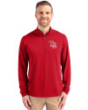 Tampa Bay Rays Stars & Stripes Cutter & Buck Virtue Eco Pique Recycled Quarter Zip Mens Pullover Red Front Thumbnail Image