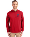 New Orleans Saints Americana Cutter & Buck Virtue Eco Pique Recycled Quarter Zip Mens Pullover Red Front Thumbnail Image