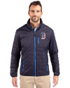 Boston Red Sox Stars & Stripes Cutter & Buck Rainier PrimaLoft® Mens Eco Insulated Full Zip Puffer Jacket Dark Navy/Silver Front Thumbnail Image