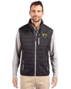 Jacksonville Jaguars Cutter & Buck Rainier PrimaLoft® Mens Eco Insulated Full Zip Puffer Vest Black Front Thumbnail Image