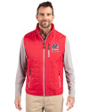 New York Yankees Stars & Stripes Cutter & Buck Rainier PrimaLoft® Mens Eco Insulated Full Zip Puffer Vest Red Front Thumbnail Image