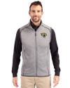 Jacksonville Jaguars Cutter & Buck Mainsail Sweater-Knit Mens Full Zip Vest Polished Heather Front Thumbnail Image