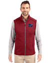 Cincinnati Bengals Americana Cutter & Buck Mainsail Sweater-Knit Mens Full Zip Vest Cardinal Red Heather Front Thumbnail Image