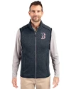 Boston Red Sox Stars & Stripes Cutter & Buck Mainsail Sweater-Knit Mens Full Zip Vest Liberty Navy Heather Front Thumbnail Image
