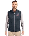 New York Yankees Stars & Stripes Cutter & Buck Mainsail Sweater-Knit Mens Full Zip Vest Liberty Navy Heather Front Thumbnail Image