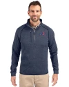 Buffalo Bills Americana Cutter & Buck Mainsail Sweater-Knit Mens Half Zip Pullover Jacket Liberty Navy Heather Front Thumbnail Image