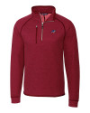 Carolina Panthers Americana Cutter & Buck Mainsail Sweater-Knit Mens Half Zip Pullover Jacket Cardinal Red Heather Mannequin Thumbnail Image