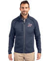 Athletics Stars And Stripes Cutter & Buck Mainsail Sweater-Knit Mens Full Zip Jacket Liberty Navy Heather Front Thumbnail Image