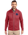 Cincinnati Bengals Americana Cutter & Buck Mainsail Sweater-Knit Mens Full Zip Jacket Cardinal Red Heather Front Thumbnail Image