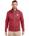 Houston Astros Stars & Stripes Cutter & Buck Mainsail Sweater-Knit Mens Full Zip Jacket Cardinal Red Heather Front Thumbnail Image