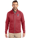 Philadelphia Phillies Stars & Stripes Cutter & Buck Mainsail Sweater-Knit Mens Full Zip Jacket Cardinal Red Heather Front Thumbnail Image