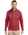 San Francisco 49ers Americana Cutter & Buck Mainsail Sweater-Knit Mens Full Zip Jacket Cardinal Red Heather Front Thumbnail Image