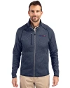 San Francisco 49ers Americana Cutter & Buck Mainsail Sweater-Knit Mens Full Zip Jacket Liberty Navy Heather Front Thumbnail Image