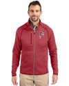 Pittsburgh Pirates Stars & Stripes Cutter & Buck Mainsail Sweater-Knit Mens Full Zip Jacket Cardinal Red Heather Front Thumbnail Image