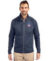 New York Mets Stars & Stripes Cutter & Buck Mainsail Sweater-Knit Mens Full Zip Jacket Liberty Navy Heather Front Thumbnail Image