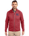 New York Giants Americana Cutter & Buck Mainsail Sweater-Knit Mens Full Zip Jacket Cardinal Red Heather Front Thumbnail Image