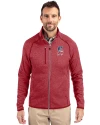 Seattle Mariners Stars & Stripes Cutter & Buck Mainsail Sweater-Knit Mens Full Zip Jacket Cardinal Red Heather Front Thumbnail Image