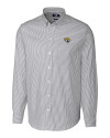 Jacksonville Jaguars Cutter & Buck Stretch Oxford Stripe Mens Long Sleeve Dress Shirt Charcoal Mannequin Thumbnail Image