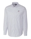 Cincinnati Reds Stars & Stripes Cutter & Buck Stretch Oxford Stripe Mens Long Sleeve Dress Shirt Light Blue Mannequin Thumbnail Image