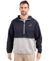 Detroit Lions Americana Cutter & Buck Charter Eco Recycled Mens Anorak Jacket Navy Blue/Polished Front Thumbnail Image