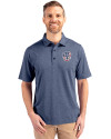 Milwaukee Brewers Stars & Stripes Cutter & Buck Forge Heathered Stretch Mens Polo Indigo Heather Front Thumbnail Image