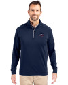 Minnesota Vikings Americana Cutter & Buck Adapt Eco Knit Stretch Recycled Mens Big and Tall Quarter Zip Pullover Navy Blue Front Thumbnail Image