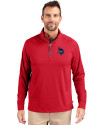 Minnesota Vikings Americana Cutter & Buck Adapt Eco Knit Stretch Recycled Mens Big and Tall Quarter Zip Pullover Red Front Thumbnail Image