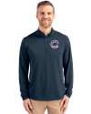 Chicago Cubs Stars & Stripes Cutter & Buck Virtue Eco Pique Recycled Quarter Zip Mens Big & Tall Pullover Navy Blue Front Thumbnail Image