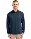 New York Giants Americana Cutter & Buck Virtue Eco Pique Recycled Quarter Zip Mens Big & Tall Pullover Navy Blue Front Thumbnail Image